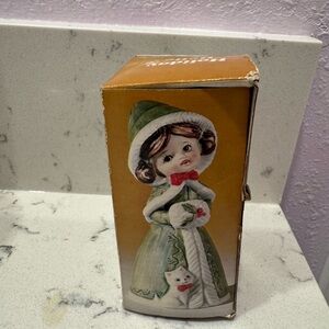 Vintage 1978 Jasco Holiday Belle Porcelain Christmas Bell Girl w/ Cat Boxed